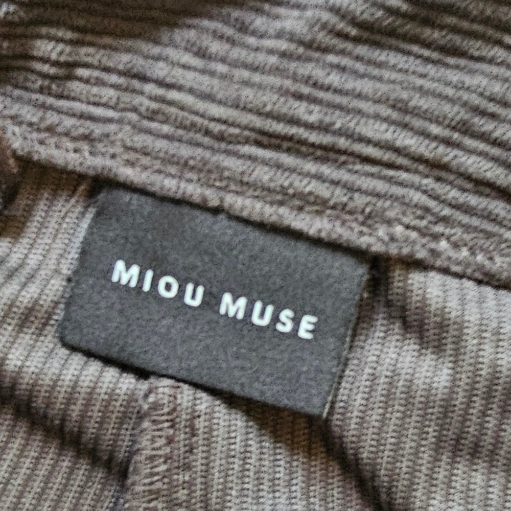 Miou Muse Corduroy Pleated High Waist Cuffed Ankle Gray Size Medium - Picture 5 of 6